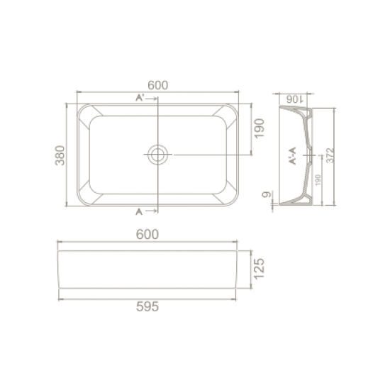 Επικαθήμενος Νιπτήρας Πορσελάνης 60x38cm Cerastyle Hera 078408-97 Cappuccino Ματ (Μπεζ)